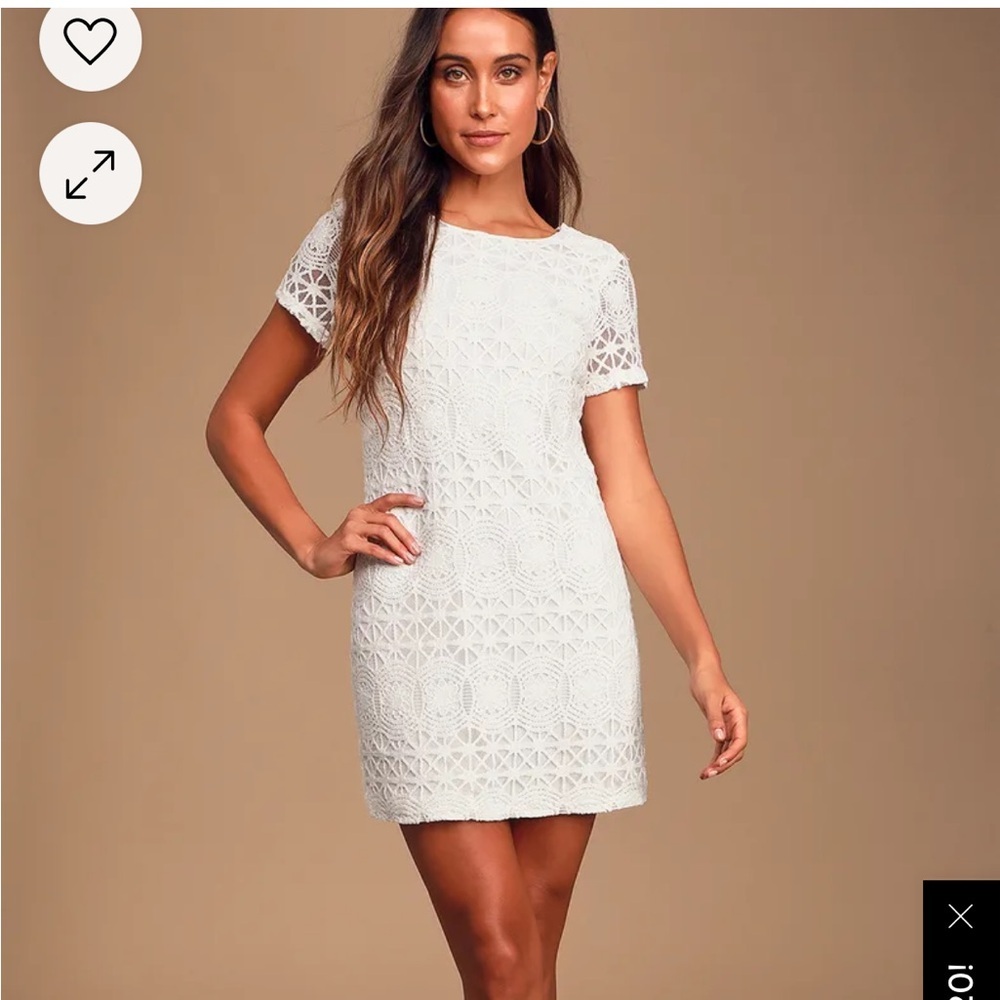 Lulu's White Sheath Mini Dress with Crew Neck